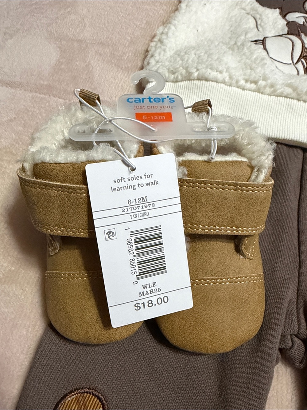 Disney Mickey Sherpa Top & Plaid Jogger Set and Carter’s soft sole boots. - Picture 4 of 7